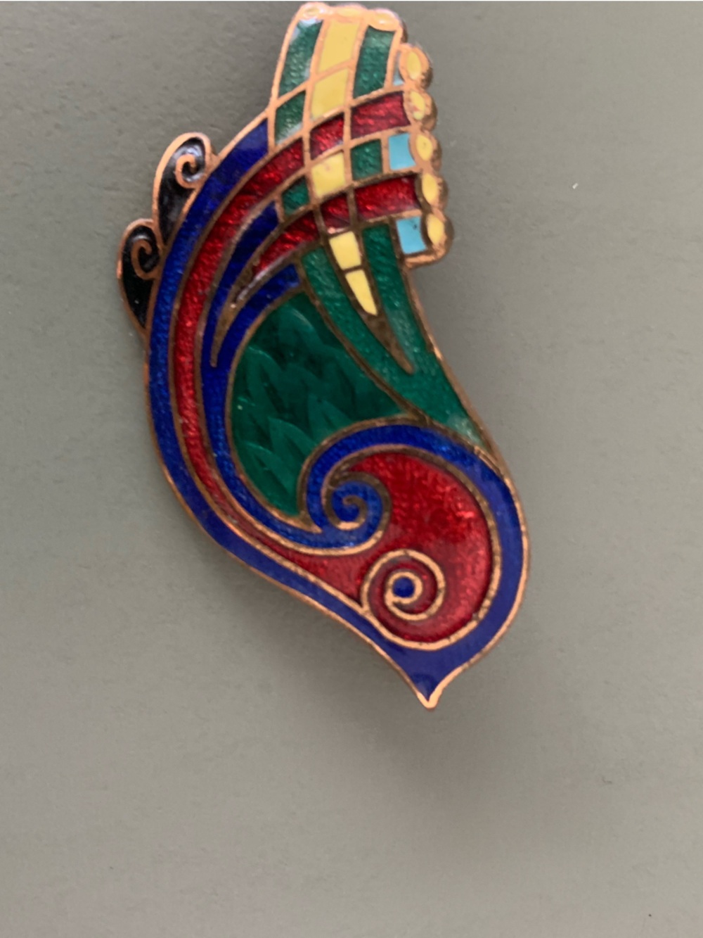 Vintage Tara Ware Enamel Bird Brooch - Multicolor Cloisonné Style - Picture 2 of 4